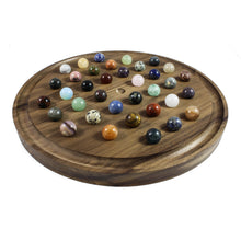  Solitaire Walnut Game Board with Mineral Marbles
