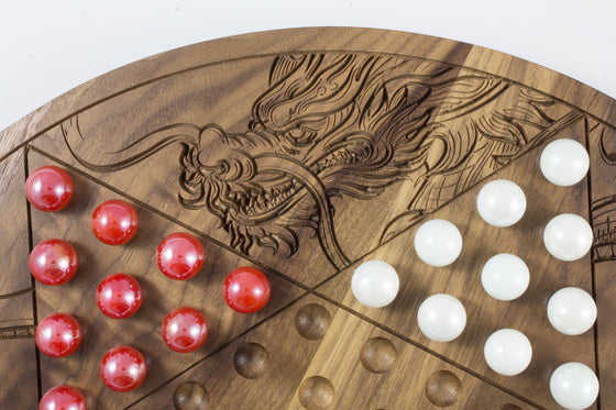 Engraved Walnut Chinese Checkers Board