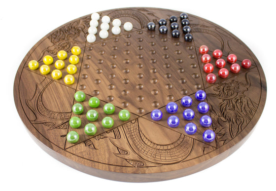 Engraved Walnut Chinese Checkers Board