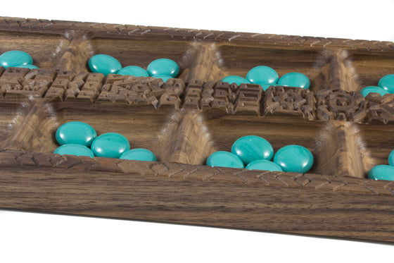 Engraved Walnut Mancala Game Board