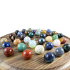 Large Solitaire Walnut Game Board with Mineral and Gemstone Marbles